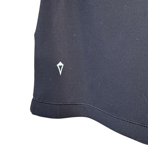 ivivva Black funnel neck short sleeve scuba top hidden drawstring pockets, sz 10 - Picture 6 of 11